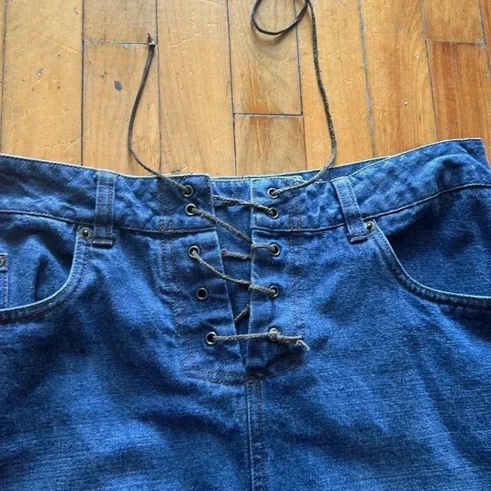 Jacob vintage y2k lace up‎ denim back slit maxi  skirt - Picture 2 of 7